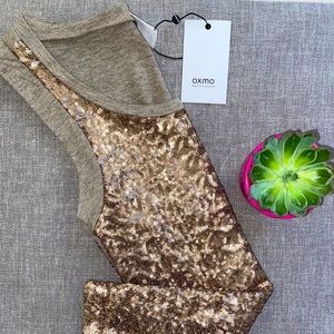 OXMO Stretch Sequin Sleeveless Top